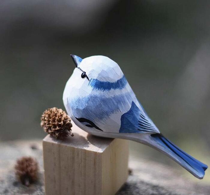 小鳥 オブジェ 木彫り ハンドメイド 置物 動物
