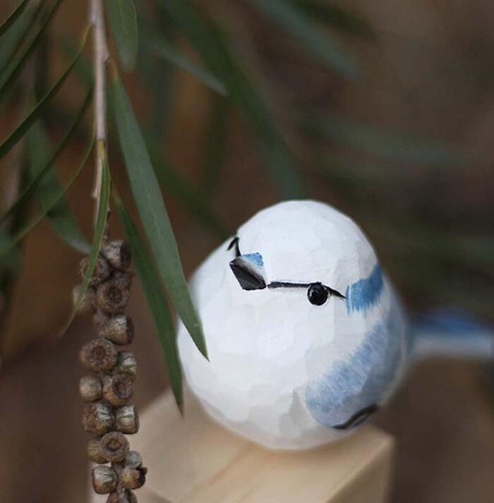 小鳥 オブジェ 木彫り ハンドメイド