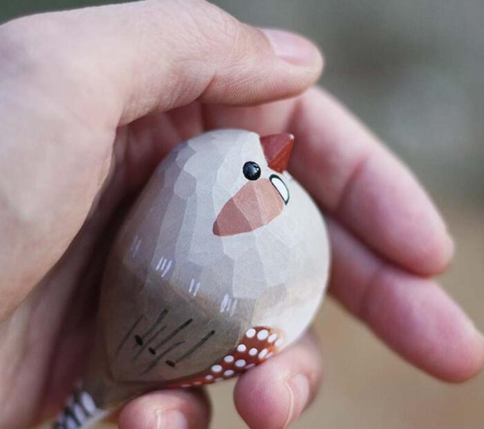 木彫り 小鳥 バード オブジェ 置物 人形 手作り 北欧 ナチュラル 雑貨 ギフト オーナメント 誕生日