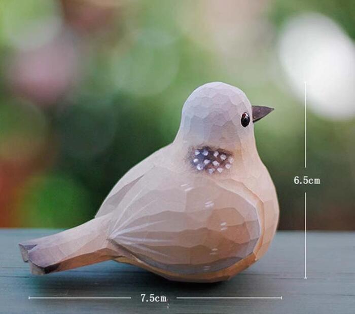 キジバト 小鳥 オブジェ 手作り 木彫り
