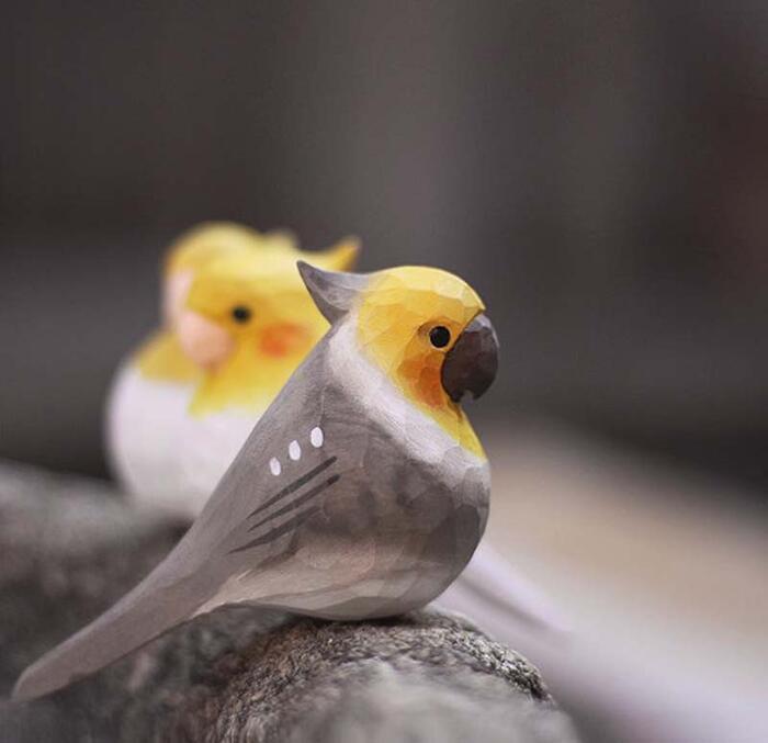 オウム 小鳥 オブジェ ウッド