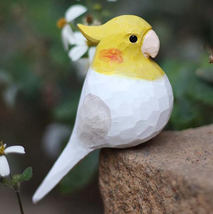 オウム 小鳥 オブジェ ウッド ペア カップル
