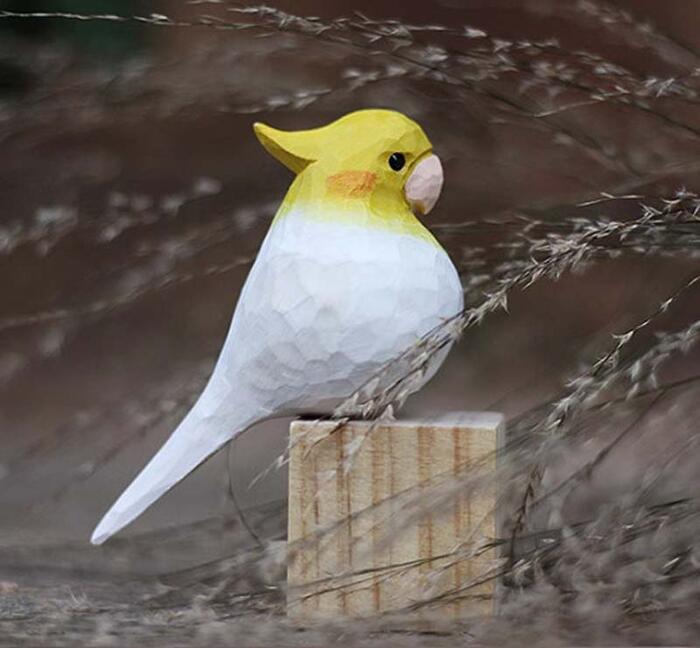 オウム 小鳥 オブジェ ウッド