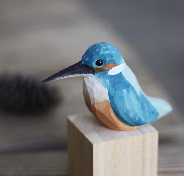 カワセミ オブジェ 手作り 木彫り バード 癒し 小鳥 置き物 お庭飾り インテリア 小物 ガーデニング ギフト