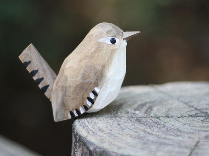 オブジェ 小鳥 置物 木彫り 癒し