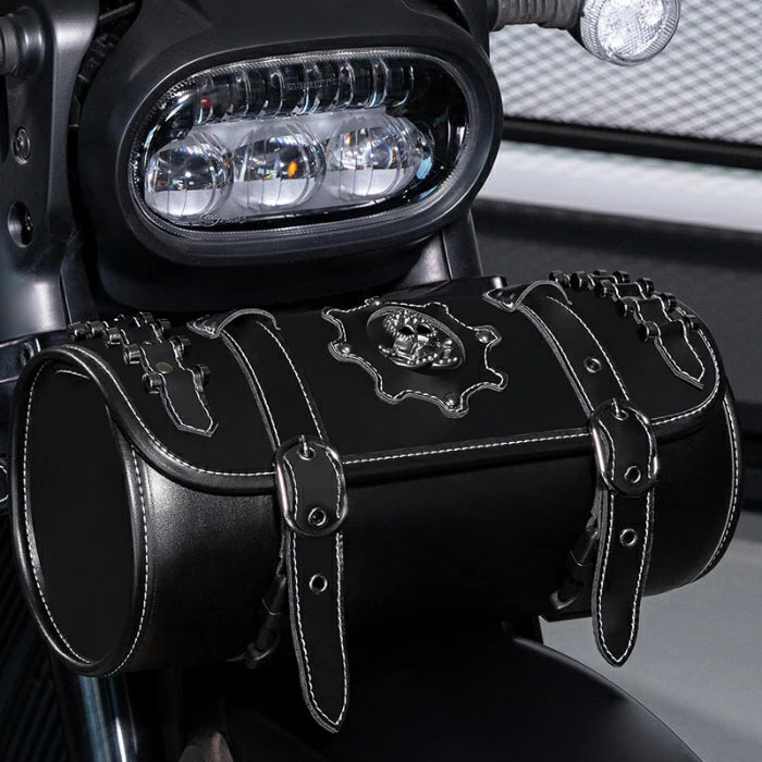 パンク系バッグ 円筒形サドルバッグ オートバイアクセサリー バイク用品 髑髏装飾 オフロード用品バッグ