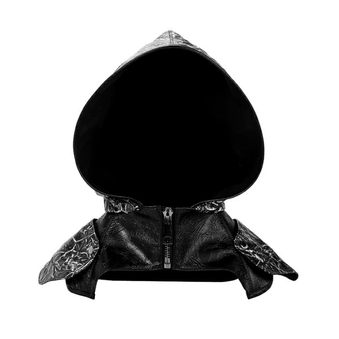 プリーツマント ショルダーフード 黒ずきん ショール カウルフード
