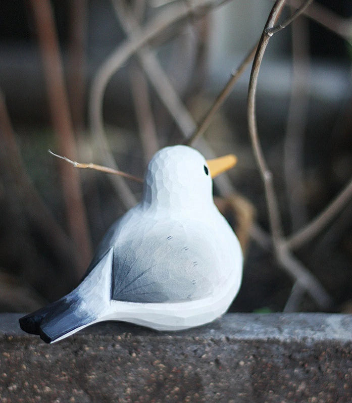 カモメ 木彫り カモメオブジェ 置物 ハンドメイド