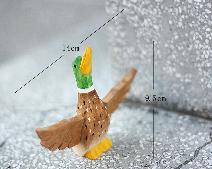 木彫り 手作り マガモ アヒル 家鴨