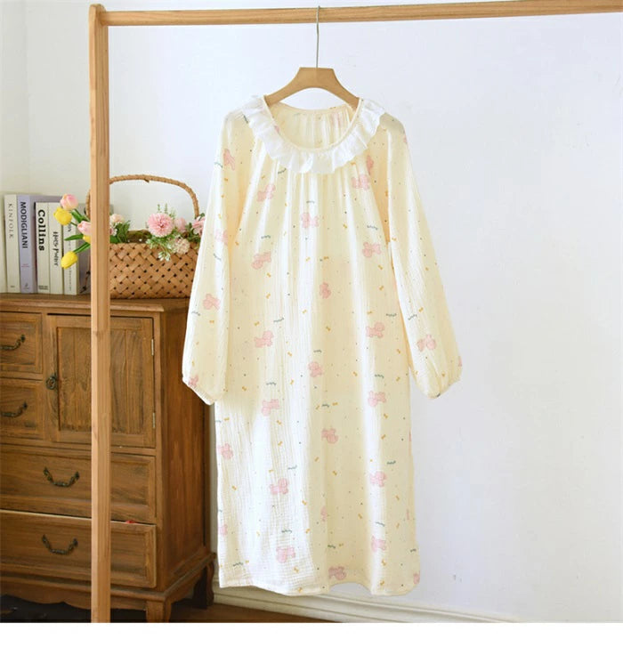 ネグリジェ ワンピースパジャマ レディース ウィメンズ 女性用 ルームウェア 部屋着 長袖 ナイトウェア