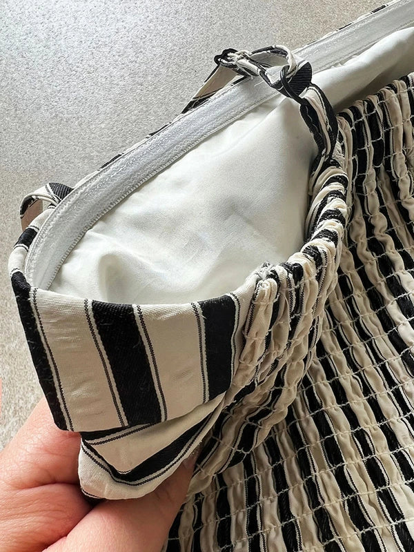 ストライプ キャミワンピース Aライン ロングスカート ワンピース ストラップ