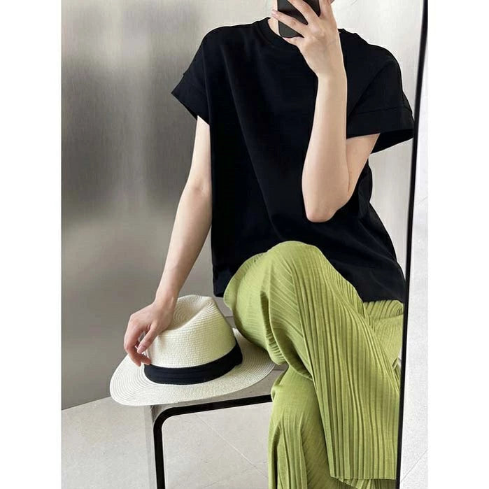 蝙蝠袖Tシャツ フレンチスリーブ ワイドカットスリーブ レディース 体型カバー カットソー ブラウス コットン ゆったり