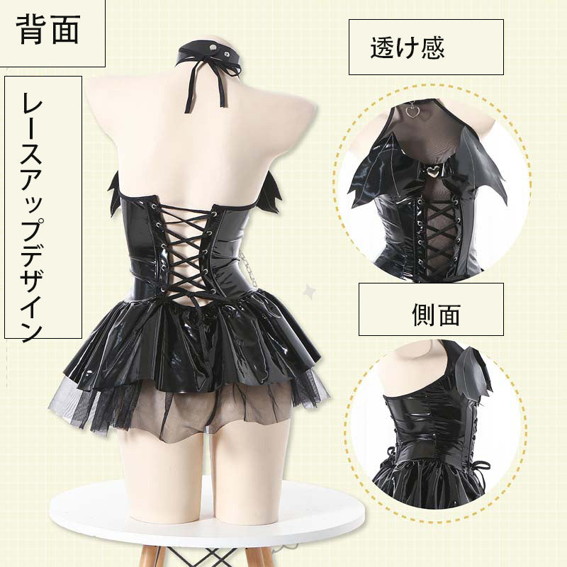 二次元風 魔女コスプレ 衣装 透け感 レースアップ