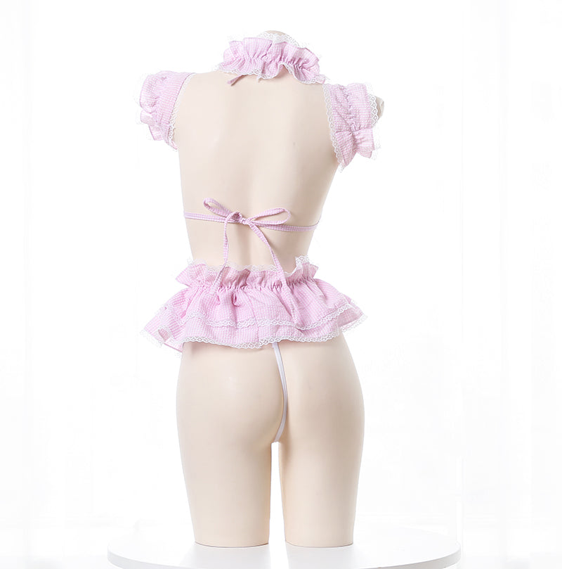 メイド服 コスプレ セクシーランジェリー 3点セット フリルショーツ