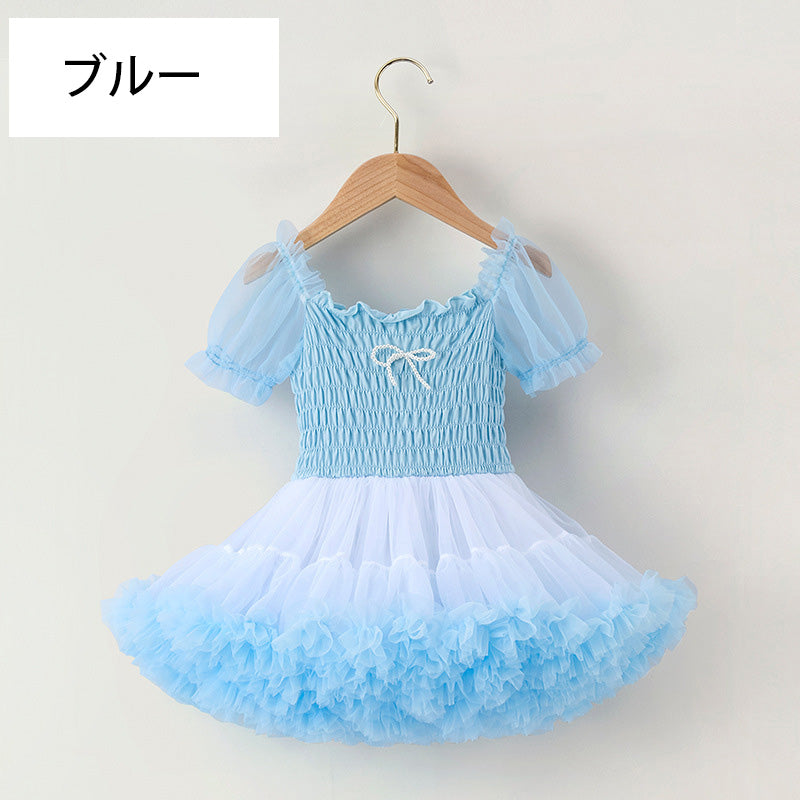 パフスリーブ チュチュドレス 女の子用 フリルスカート