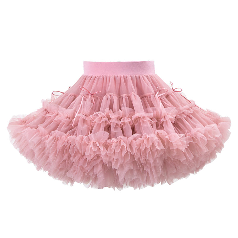 リボン付きチュチュスカート チュチュドレス 女の子用 ケーキシルエット キッズ プリンセス風ドレス