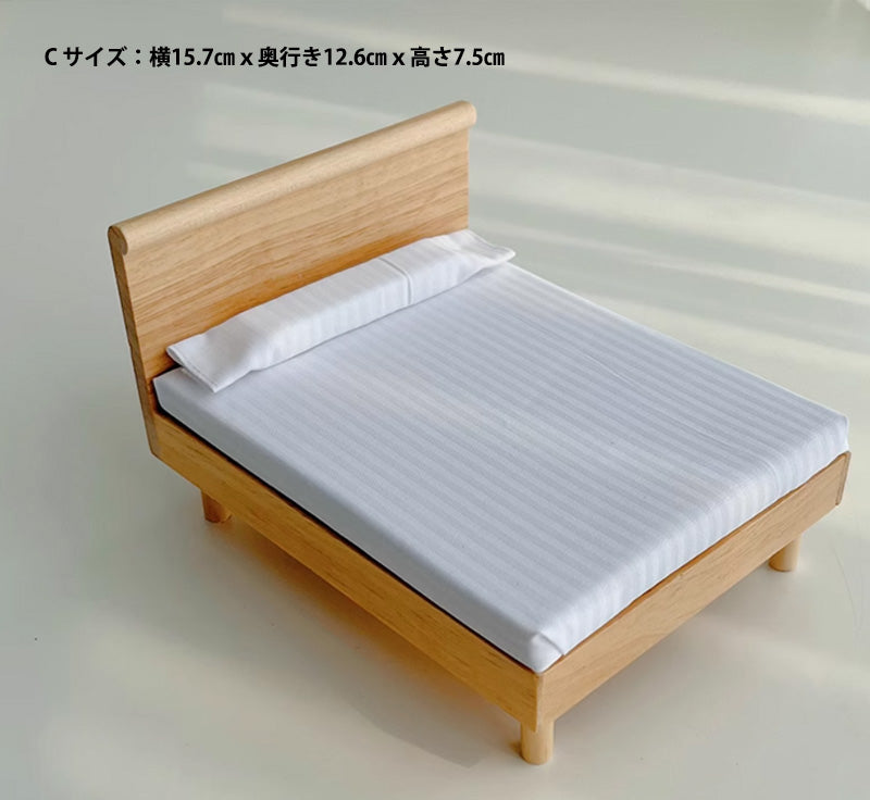 1/12 ミニチュア ベッド 木製 ドールハウス 家具