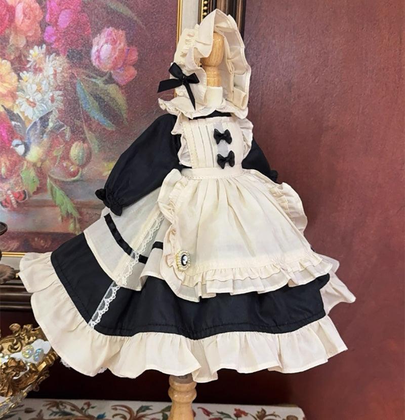 BJDドール服 ロリータ ワンピース メイド風 エプロン