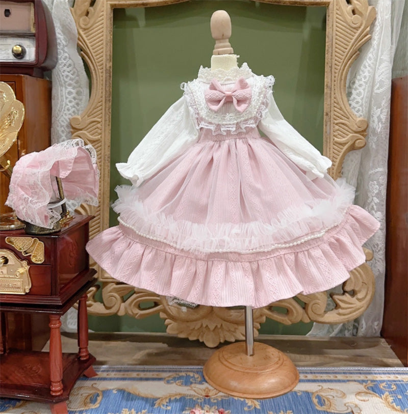 BJDドール フルセット 姫系ドレス ピンクロリータ アウトフィットセット BJDドール服 ピンク ロリータ ワンピース ボンネット付き – Star Palette