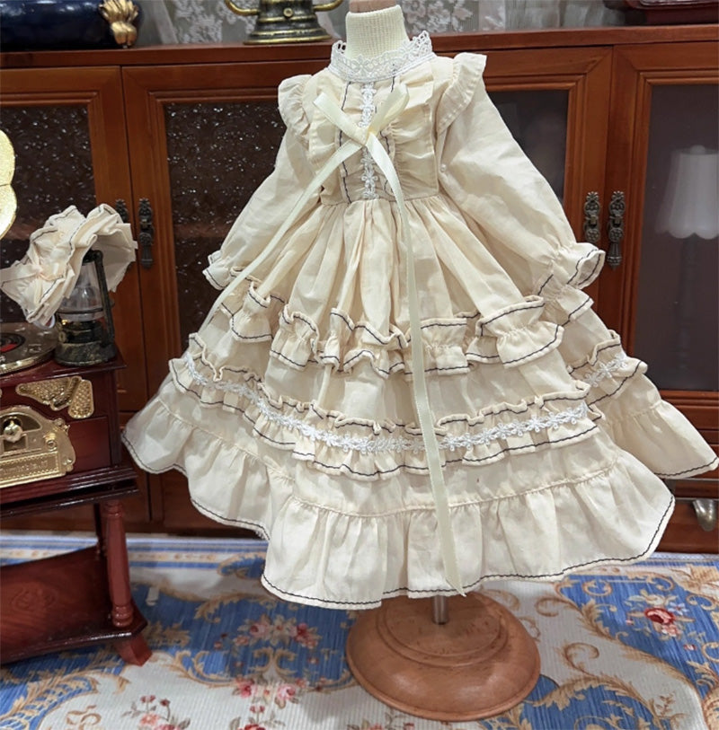 BJDドール服 ロリータ ワンピース ドレス ヘッドドレス