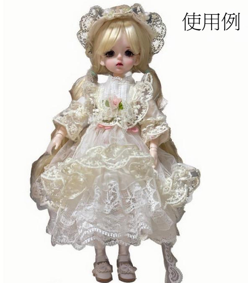BJDドール服 ロリータワンピース ボンネット セット 花柄レースドレス ハンドメイド