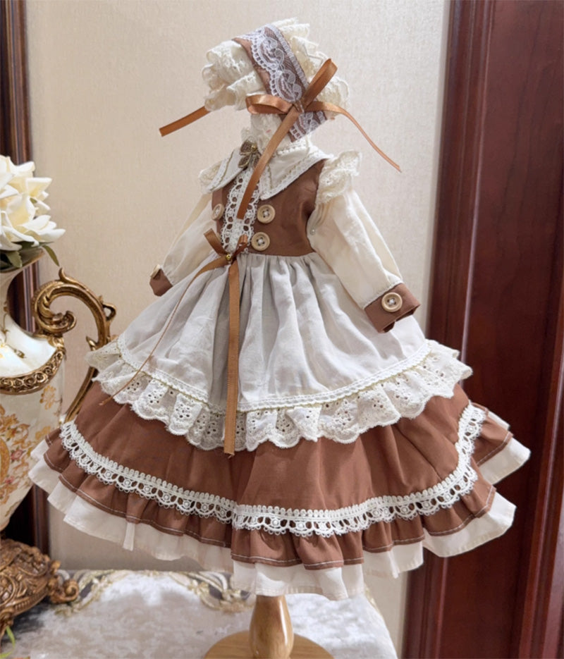 BJDドール服 ロリータ クラシカル エプロン風 ワンピース