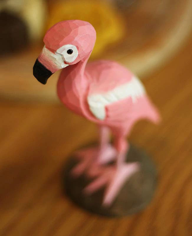 フラミンゴ オブジェ 手作り 木彫り バード