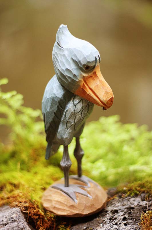 ハシビロコウ 木彫り 置き物 インテリア 装飾