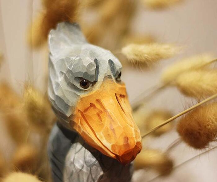 ハシビロコウ 木彫り 置き物