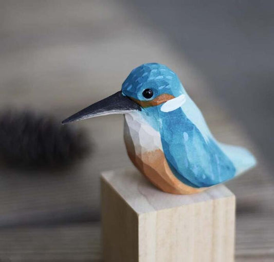 カワセミ オブジェ 手作り 木彫り バード 癒し 小鳥 置き物 お庭飾り インテリア 小物 ガーデニング ギフト