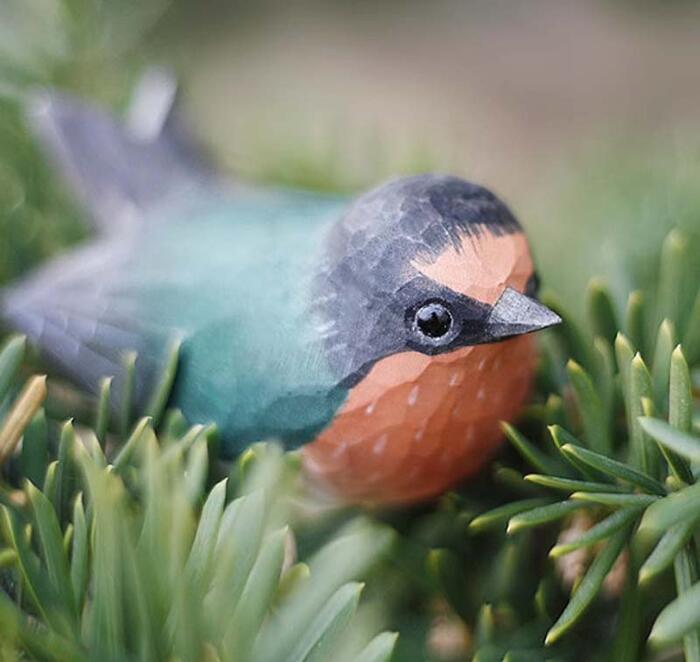 手作り 小鳥 置物 木彫り 癒し つばめ