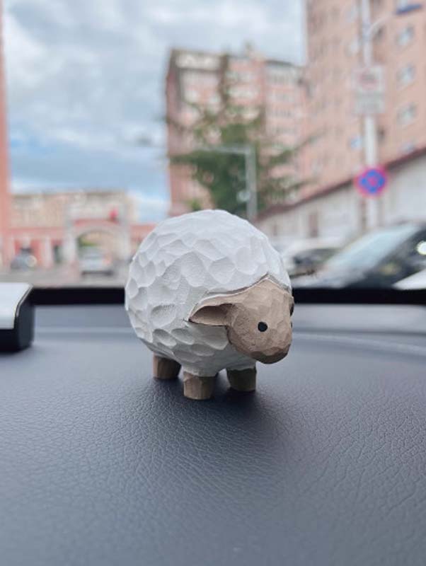 ひつじ 置物 木彫り