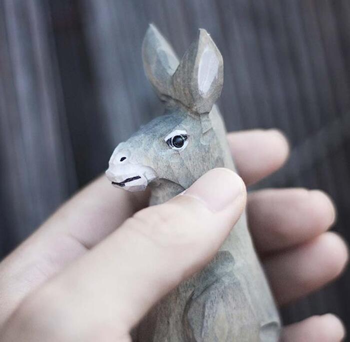 ロバ 木彫り リトルロバ 置き物 装飾品 手作り