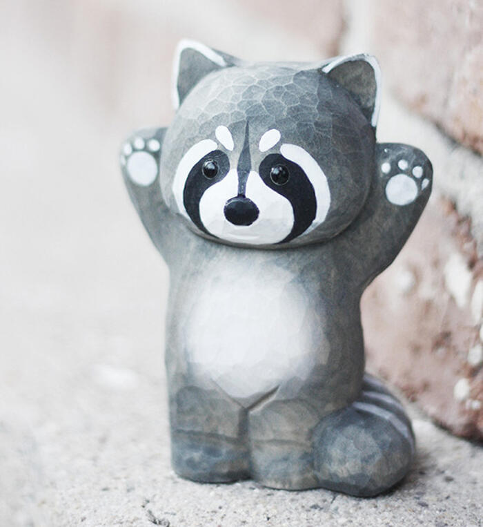 レッサーパンダ 木彫り アライグマ