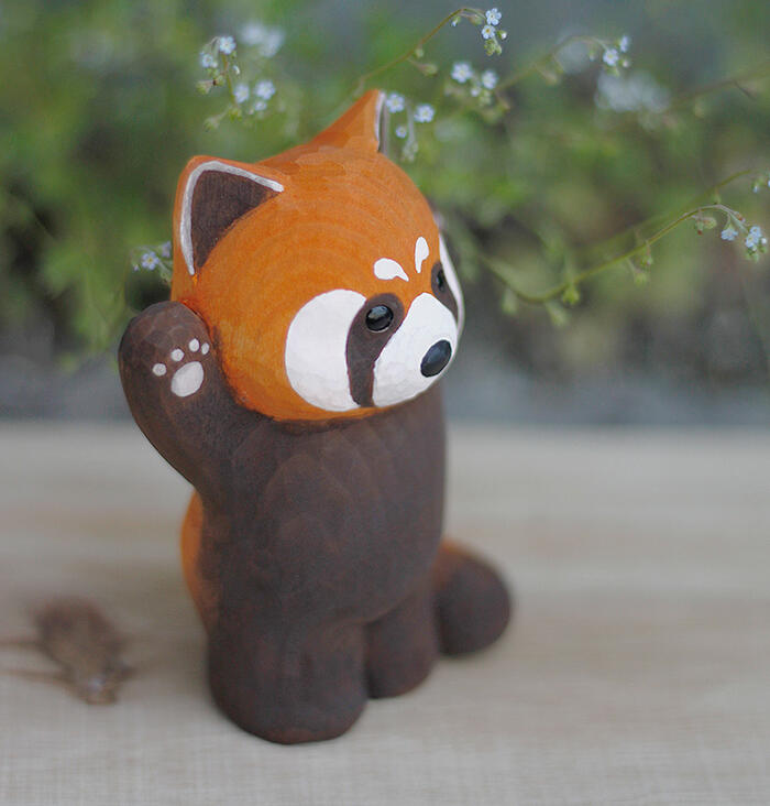 レッサーパンダ 木彫り アライグマ ラクーン クマ 