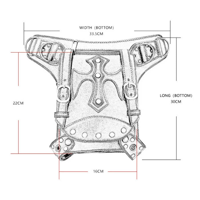 ウエストバッグ ボディバッグ 2wayバッグ 斜め掛けバッグ バイクバッグ パンク系バッグ