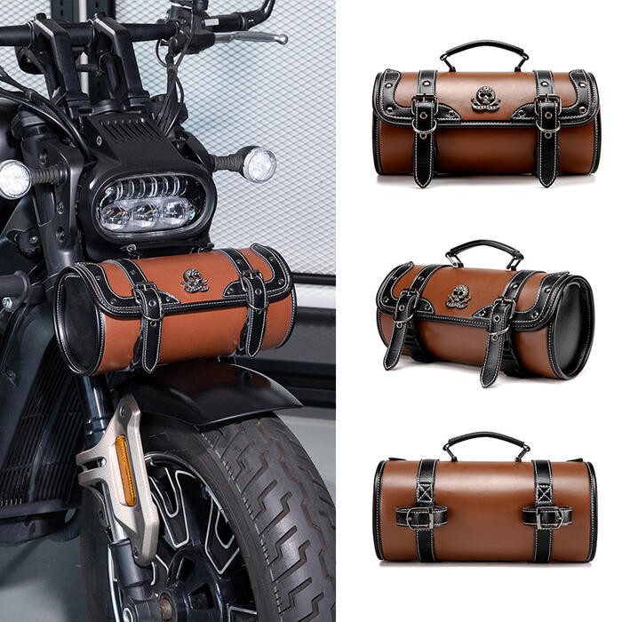 ツールバッグ オートバイ バイクバッグ 筒形 サドルバッグ ベルト付き