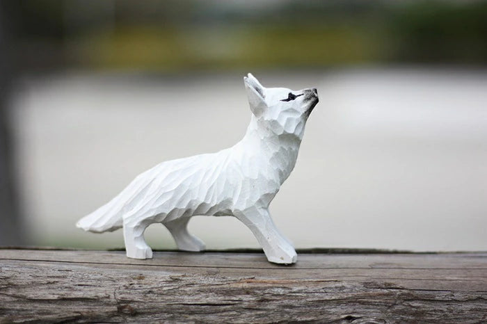 木彫り 狐 きつね キツネ 白狐 赤狐