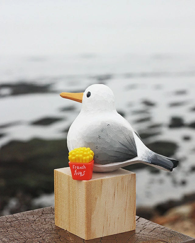 カモメ 木彫り カモメオブジェ 置物 ハンドメイド