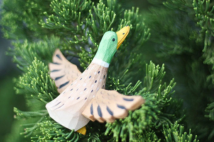 木彫り 手作り マガモ アヒル 家鴨