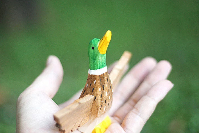 木彫り 手作り マガモ アヒル 家鴨 オブジェ