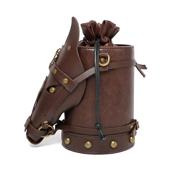 中世レトロ 馬頭 バケットバッグ ショルダーバッグ クロスボディバッグ 2WAY