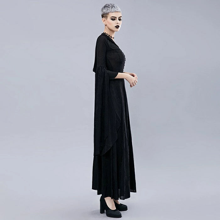 ワンピース フード付き レディース ロングワンピース 黒 ゴシック