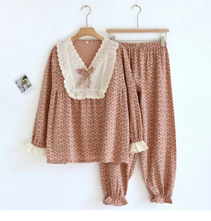 パジャマ レディース ウィメンズ 長袖 上下セット セットアップ ルームウェア 部屋着 春 秋 ガーリー