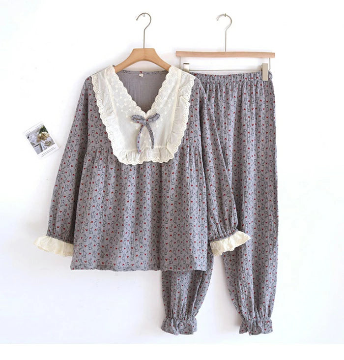 パジャマ レディース ウィメンズ 長袖 上下セット セットアップ ルームウェア 部屋着 春 秋 ガーリー