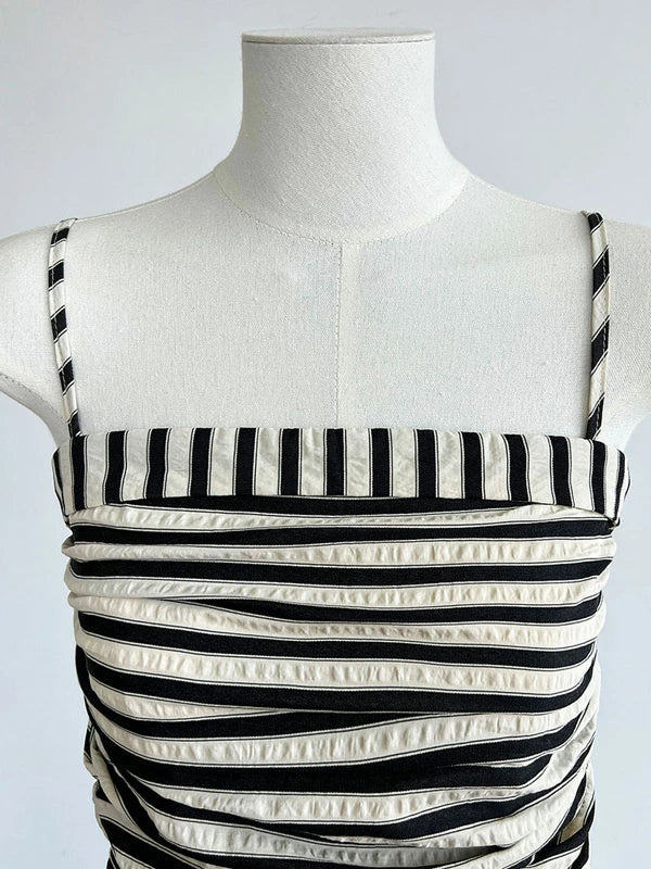 ストライプ キャミワンピース Aライン ロングスカート