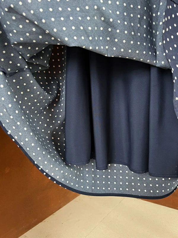 ドット柄 レース Vネック ワンピース ロングワンピース マキシ丈