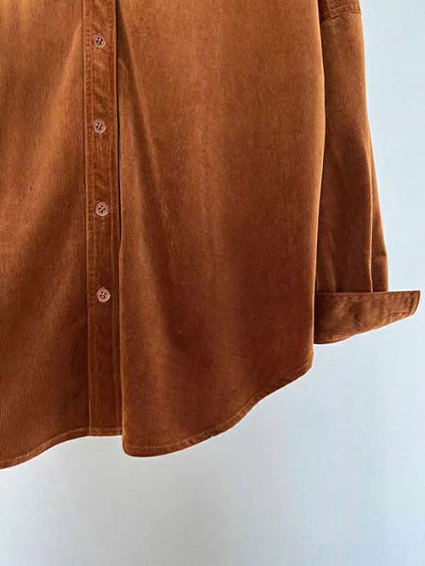 厚手シャツ レディース コーデュロイシャツ 長袖ブラウス トップス 無地 秋冬 カジュアル キレカジ コンサバ 清楚