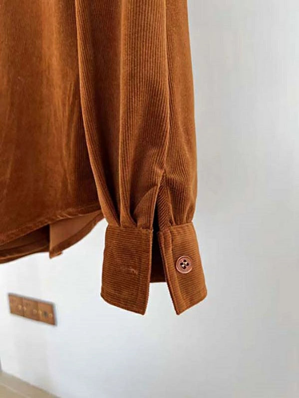 厚手シャツ レディース コーデュロイシャツ 長袖ブラウス トップス 無地 秋冬 カジュアル キレカジ コンサバ 清楚