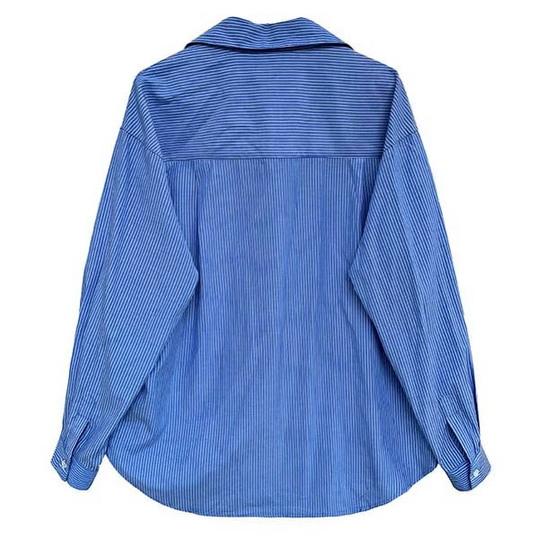 レディース シャツ ブラウス ストライプ柄 ロングシャツ